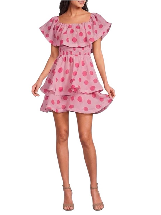Elliatt Dresses & Skirts - NWT ELLIATT Sola Georgette Polka Dot Off-The-Shoulder Pink Mini Dress $298